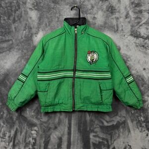 Pro Tuff Boston Celtics Jacket Youth Small Green Vintage NBA Puffer Full Zip